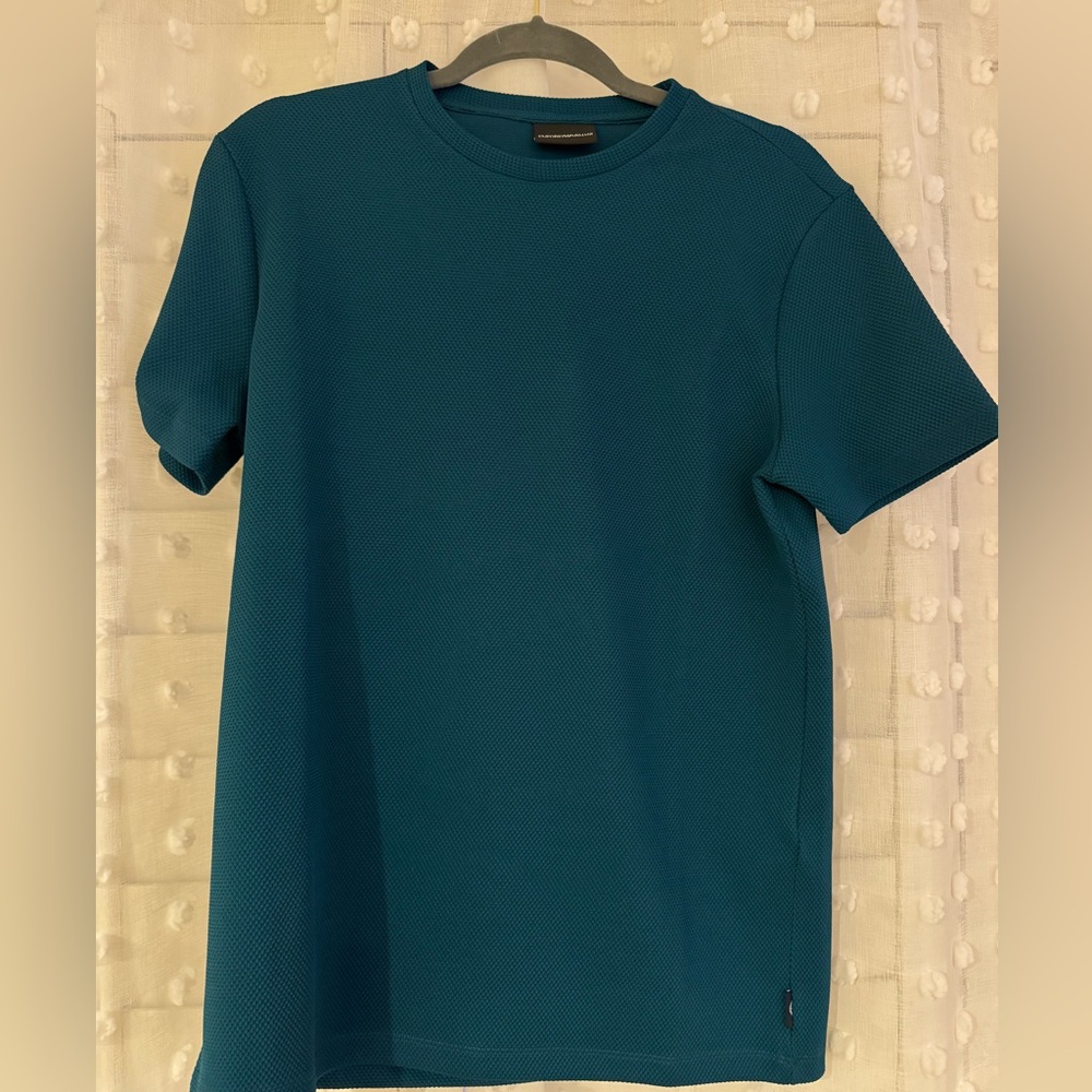 Emporio Armani teal textured jacquard tee